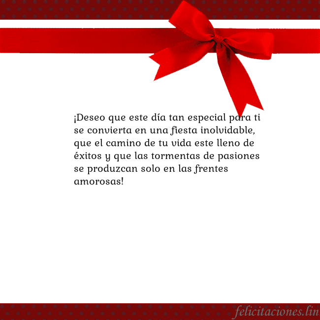 Tarjeta con cinta roja ¡Deseo que este día tan especial para ti se convie Tarjeta con cinta roja