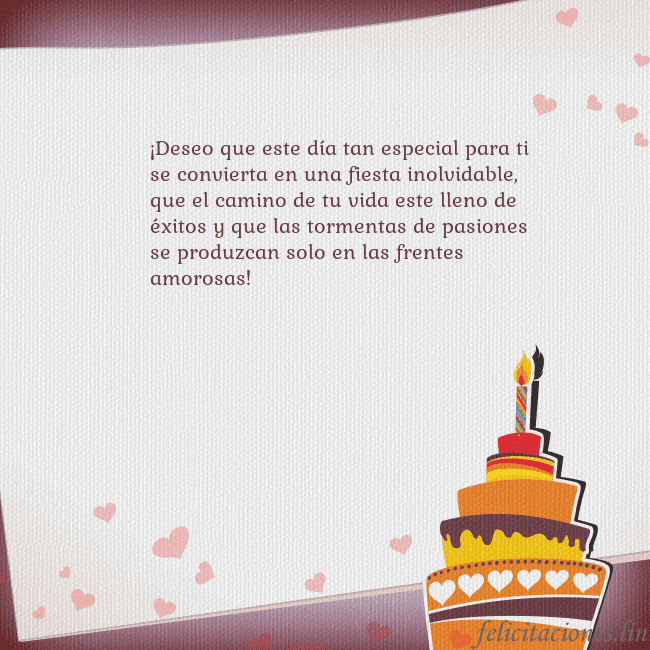 Tarjetas de cumpleaños con pastel y corazones ¡Deseo que este día tan especial para ti se convie Tarjetas de cumpleaños con pastel y corazones