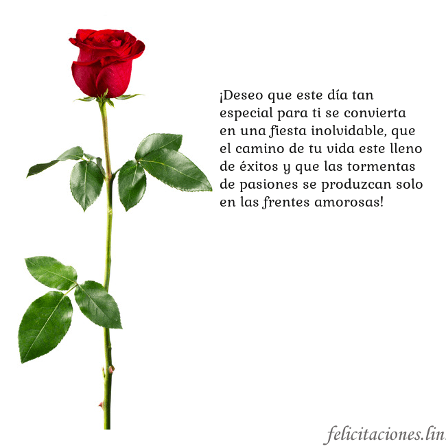 Tarjeta con una rosa roja ¡Deseo que este día tan especial para ti se convie Tarjeta con una rosa roja