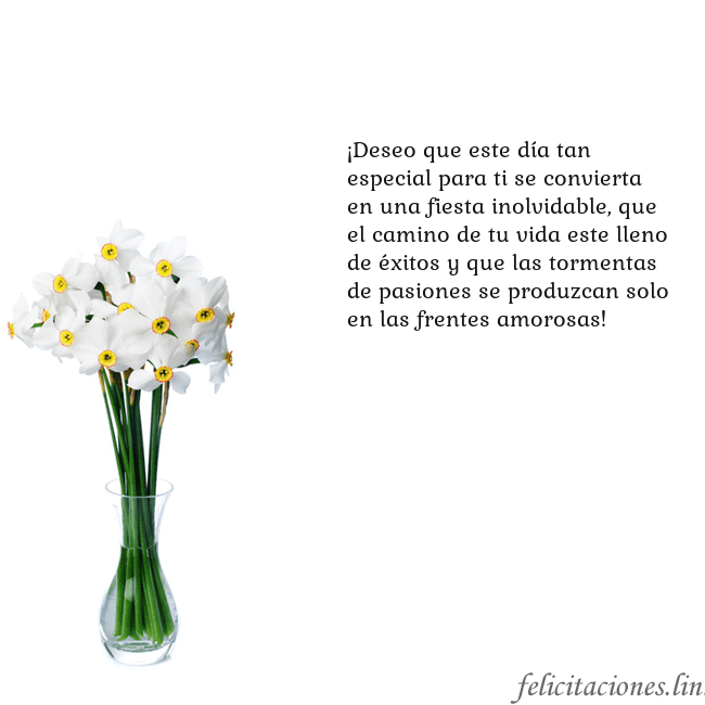 Tarjeta con narcisos ¡Deseo que este día tan especial para ti se convie Tarjeta con narcisos