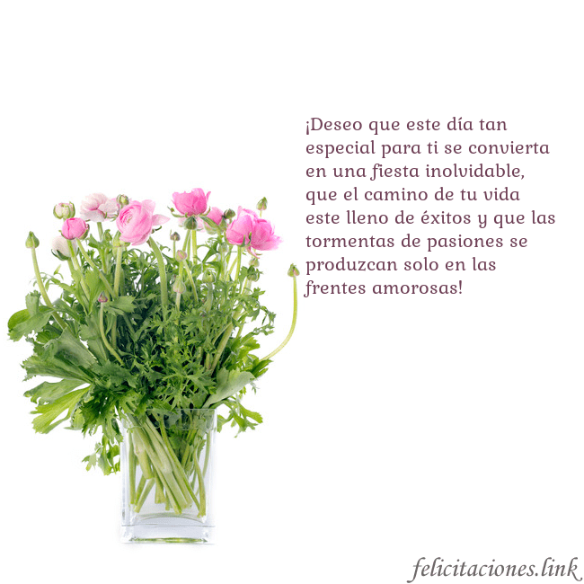 Tarjeta con flores en un jarrón ¡Deseo que este día tan especial para ti se convie Tarjeta con flores en un jarrón