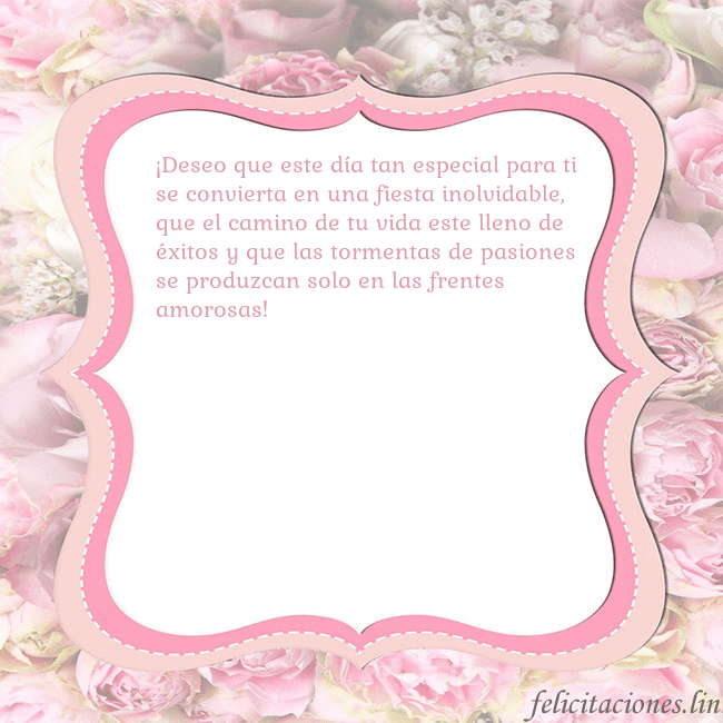 Tarjeta de cumpleaños - marco rosa ¡Deseo que este día tan especial para ti se convie Tarjeta de cumpleaños - marco rosa