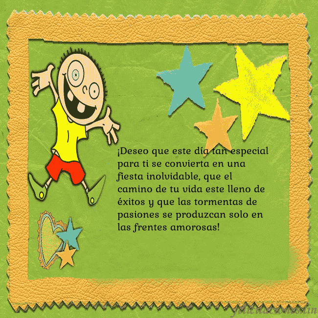 Tarjeta de cumpleaños con un chico divertido ¡Deseo que este día tan especial para ti se convie Tarjeta de cumpleaños con un chico divertido