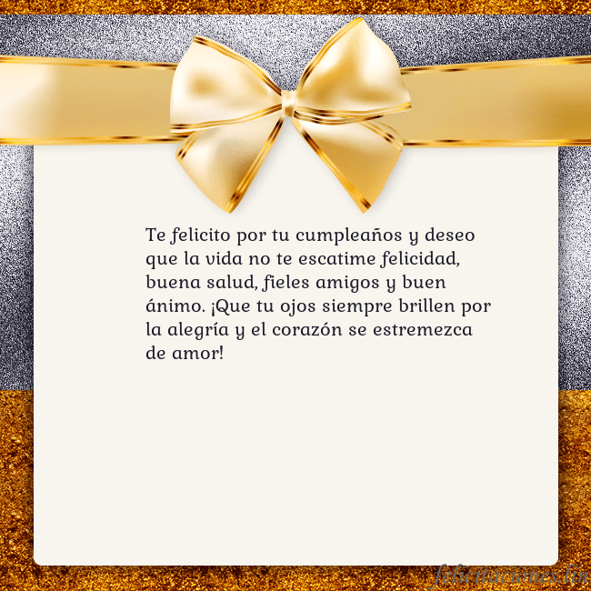 Tarjeta con una gran cinta dorada