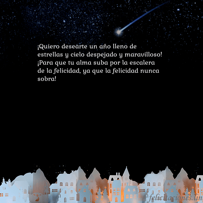 Tarjeta negra con un cometa ¡Quiero desearte un año lleno de estrellas y cielo Tarjeta negra con un cometa