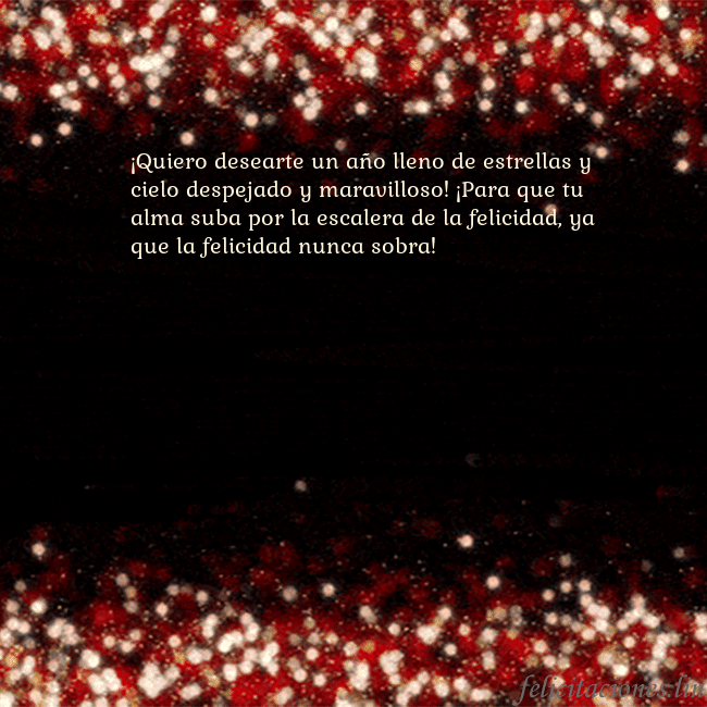 Postal animada intermitente negro-rojo ¡Quiero desearte un año lleno de estrellas y cielo Postal animada intermitente negro-rojo