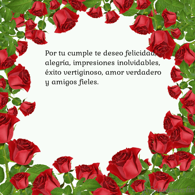 Tarjeta con con muchas rosas Por tu cumple te deseo felicidad, alegría, impresi Tarjeta con con muchas rosas