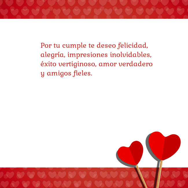 Tarjeta con corazones 2 Por tu cumple te deseo felicidad, alegría, impresi Tarjeta con corazones 2