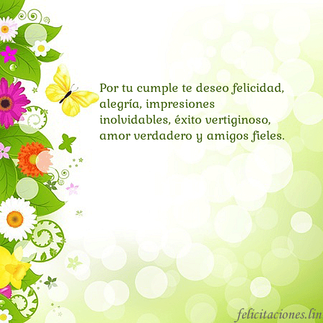 Tarjeta con flores y mariposas Por tu cumple te deseo felicidad, alegría, impresi Tarjeta con flores y mariposas