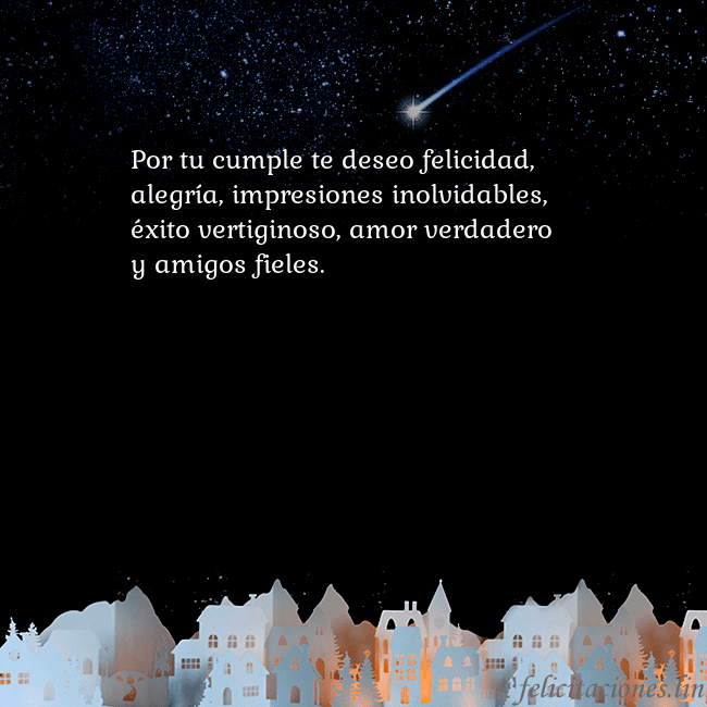 Tarjeta negra con un cometa Por tu cumple te deseo felicidad, alegría, impresi Tarjeta negra con un cometa