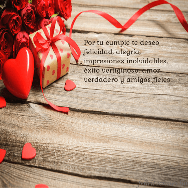 Tarjeta con con corazón rojo Por tu cumple te deseo felicidad, alegría, impresi Tarjeta con con corazón rojo