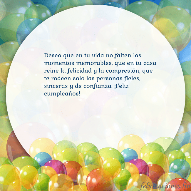 Tarjeta con muchos globos de colores Deseo que en tu vida no falten los momentos memora Tarjeta con muchos globos de colores