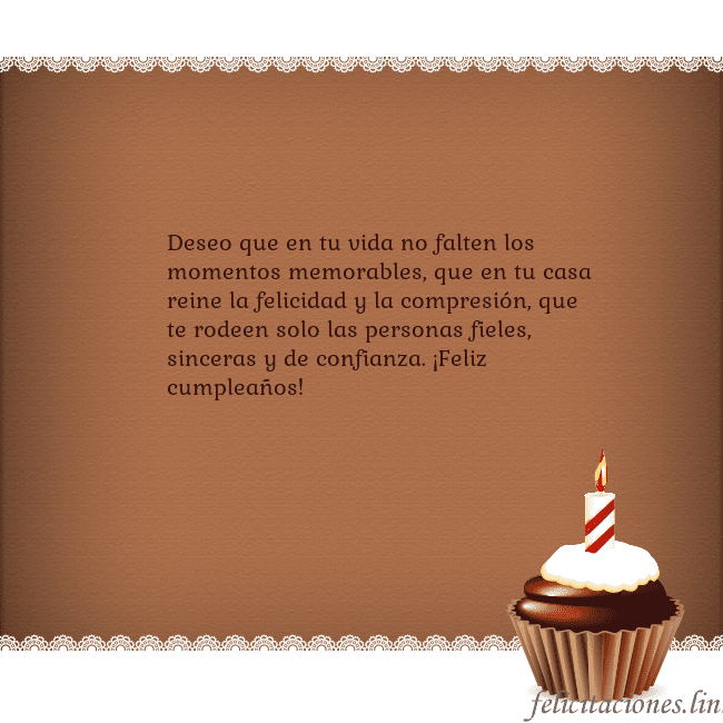 Tarjetas de cumpleaños con cupcake y vela Deseo que en tu vida no falten los momentos memora Tarjetas de cumpleaños con cupcake y vela