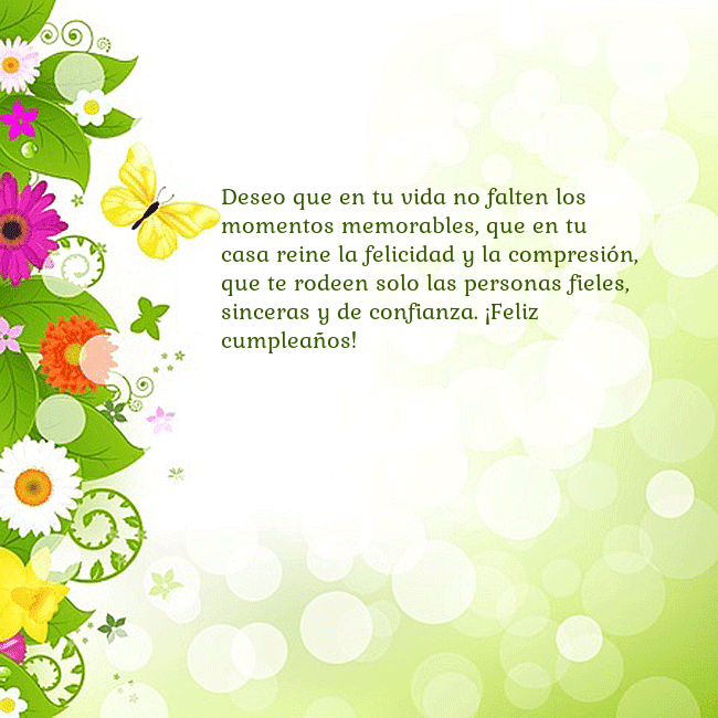 Tarjeta con flores y mariposas Deseo que en tu vida no falten los momentos memora Tarjeta con flores y mariposas