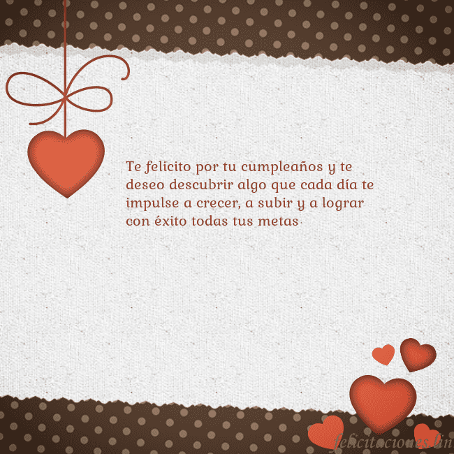 Tarjeta con corazones Te felicito por tu cumpleaños y te deseo descubrir Tarjeta con corazones