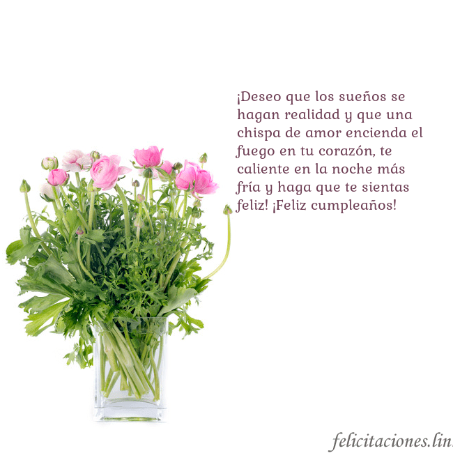 Tarjeta con flores en un jarrón ¡Deseo que los sueños se hagan realidad y que una Tarjeta con flores en un jarrón