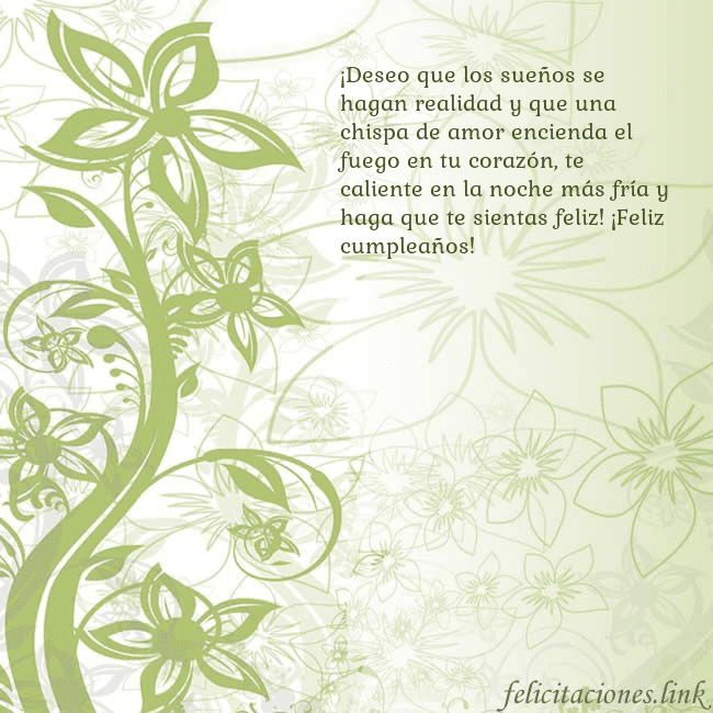 Tarjeta de cumpleaños con flores pintadas de verde ¡Deseo que los sueños se hagan realidad y que una Tarjeta de cumpleaños con flores pintadas de verde