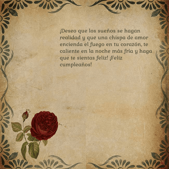 Postal vintage con una rosa ¡Deseo que los sueños se hagan realidad y que una Postal vintage con una rosa