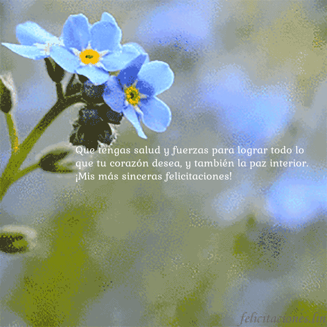 Postal electrónica animada con nomeolvides Que tengas salud y fuerzas para lograr todo lo que Postal electrónica animada con nomeolvides