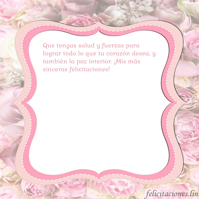 Tarjeta de cumpleaños - marco rosa Que tengas salud y fuerzas para lograr todo lo que Tarjeta de cumpleaños - marco rosa