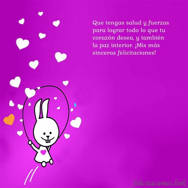 Tarjeta de cumpleaños con un gracioso conejito Que tengas salud y fuerzas para lograr todo lo que Tarjeta de cumpleaños con un gracioso conejito
