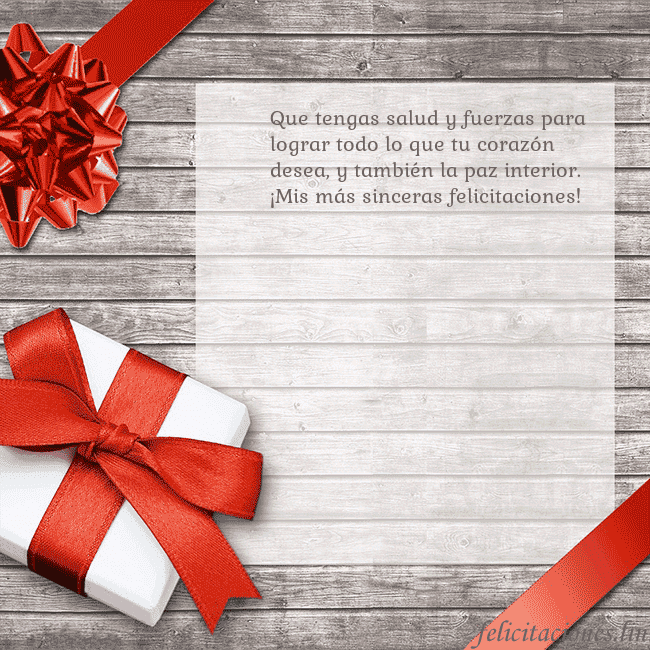 Tarjeta de cumpleaños con un regalo de cumpleaños Que tengas salud y fuerzas para lograr todo lo que Tarjeta de cumpleaños con un regalo de cumpleaños