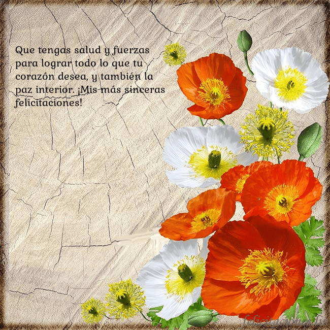Tarjeta de cumpleaños con amapolas Que tengas salud y fuerzas para lograr todo lo que Tarjeta de cumpleaños con amapolas