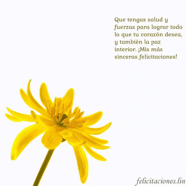 Tarjeta de cumpleaños con flor amarilla Que tengas salud y fuerzas para lograr todo lo que Tarjeta de cumpleaños con flor amarilla