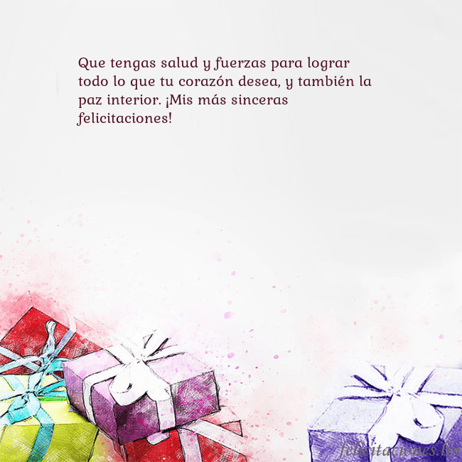 Tarjeta de cumpleaños con regalos pintados con acuarela Que tengas salud y fuerzas para lograr todo lo que Tarjeta de cumpleaños con regalos pintados con acuarela