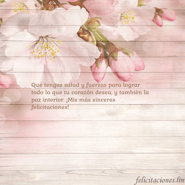 Tarjeta de cumpleaños con flores de manzana Que tengas salud y fuerzas para lograr todo lo que Tarjeta de cumpleaños con flores de manzana