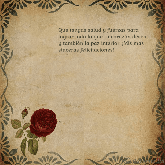 Postal vintage con una rosa Que tengas salud y fuerzas para lograr todo lo que Postal vintage con una rosa