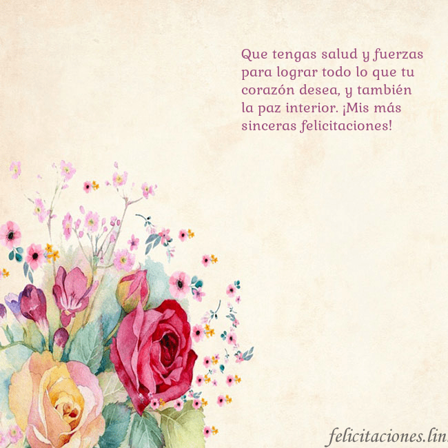 Tarjeta de cumpleaños con rosas pintadas en acuarela Que tengas salud y fuerzas para lograr todo lo que Tarjeta de cumpleaños con rosas pintadas en acuarela