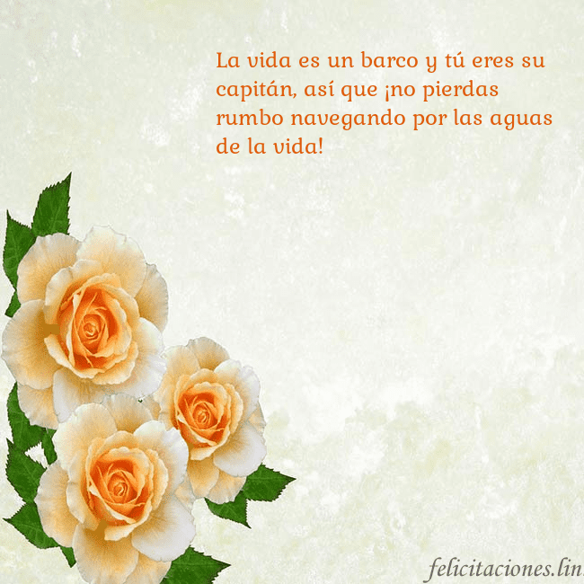 Tarjeta de cumpleaños con rosas amarillas La vida es un barco y tú eres su capitán, así que Tarjeta de cumpleaños con rosas amarillas