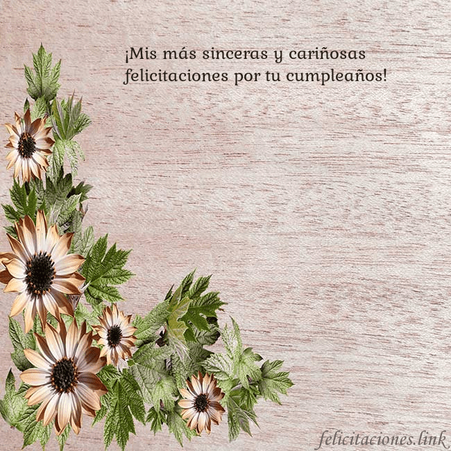 Tarjeta de cumpleaños con flores marrones
