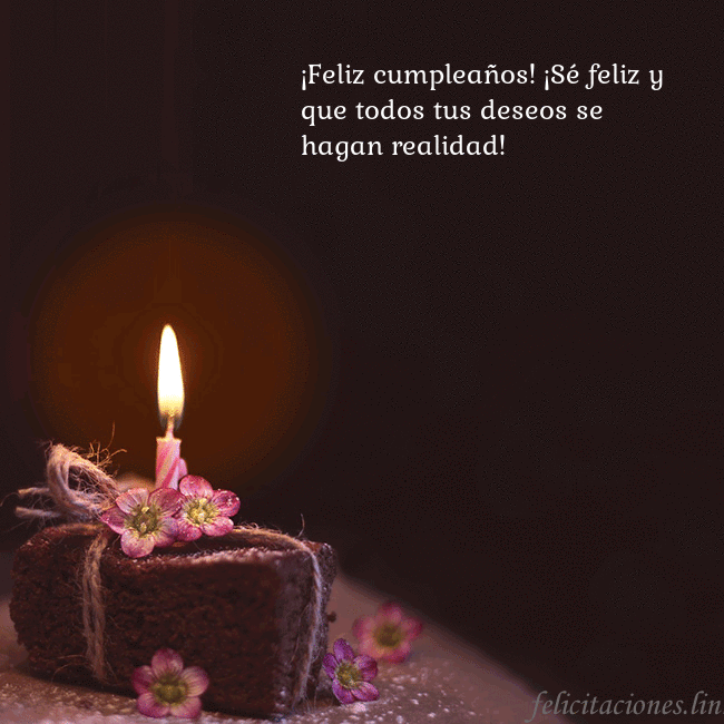 Postal animada: un pastel con una vela encendida