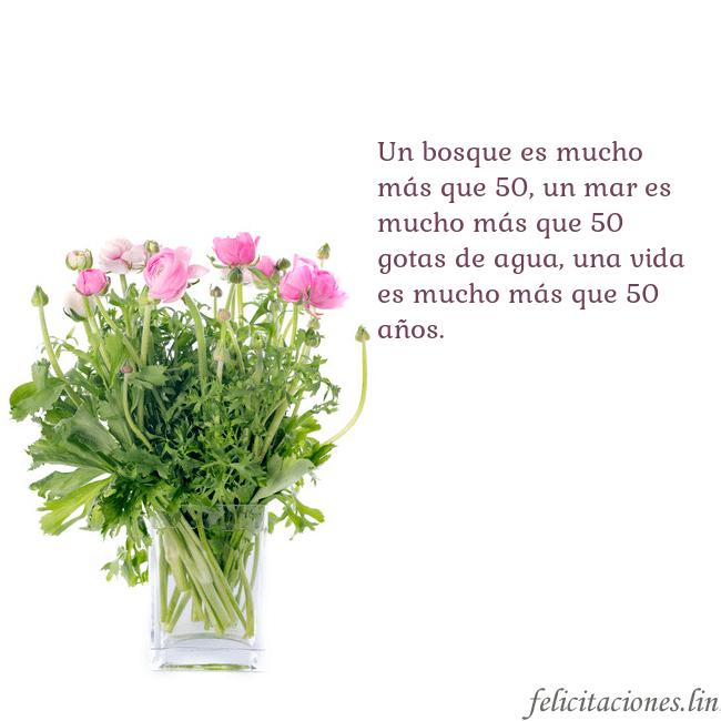 Tarjeta con flores en un jarrón Un bosque es mucho más que 50, un mar es mucho más Tarjeta con flores en un jarrón