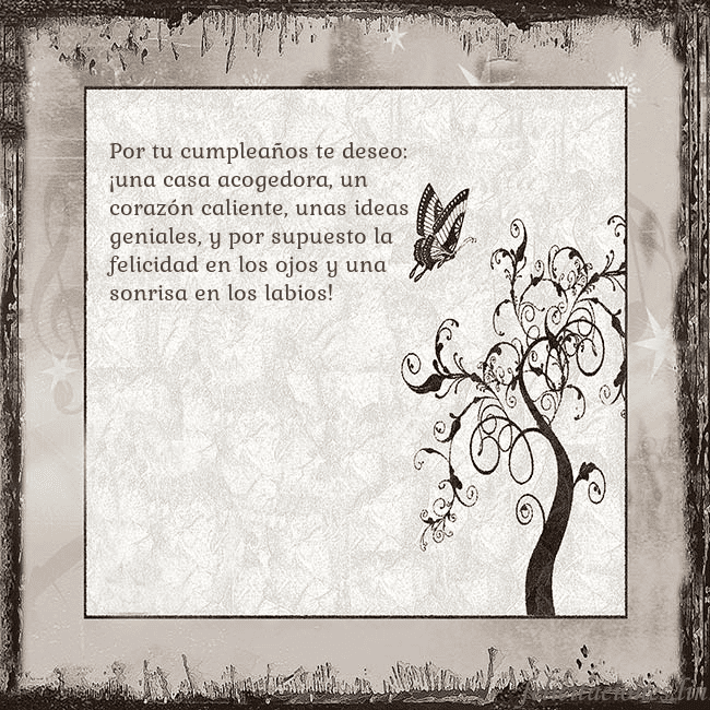 Tarjeta de cumpleaños nostálgica Por tu cumpleaños te deseo: ¡una casa acogedora, u Tarjeta de cumpleaños nostálgica