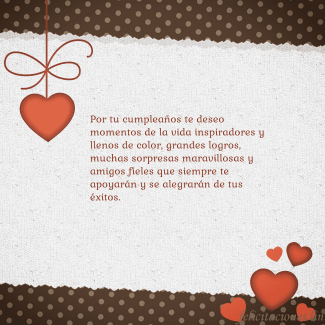 Tarjeta con corazones Por tu cumpleaños te deseo momentos de la vida ins Tarjeta con corazones