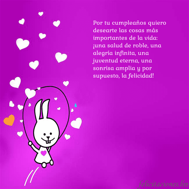 Tarjeta de cumpleaños con un gracioso conejito Por tu cumpleaños quiero desearte las cosas más im Tarjeta de cumpleaños con un gracioso conejito