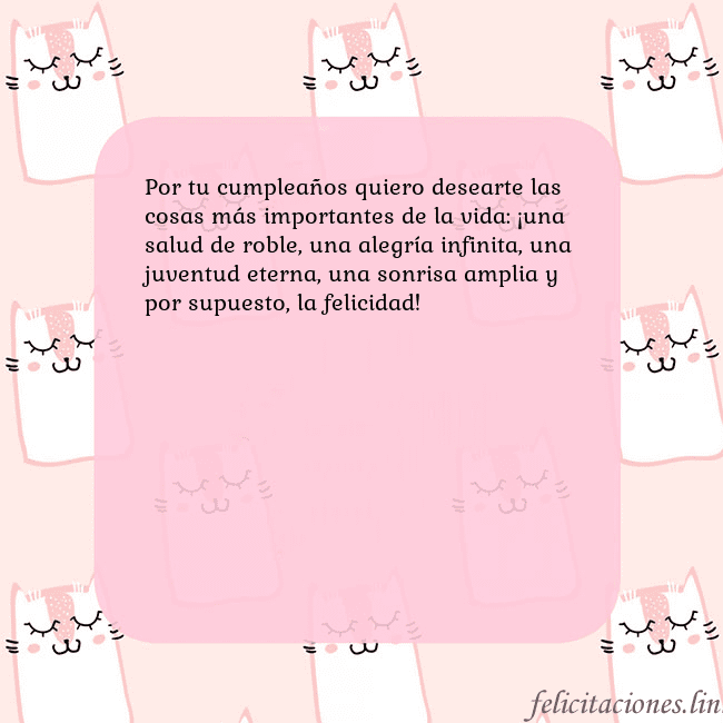 Tarjeta de cumpleaños rosa con gatos divertidos