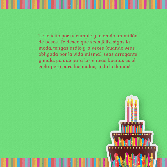 Tarjetas de cumpleaños verde con pastel y vela Te felicito por tu cumple y te envío un millón de Tarjetas de cumpleaños verde con pastel y vela