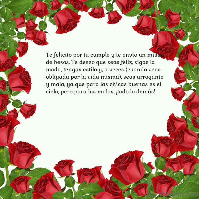 Tarjeta con con muchas rosas Te felicito por tu cumple y te envío un millón de Tarjeta con con muchas rosas