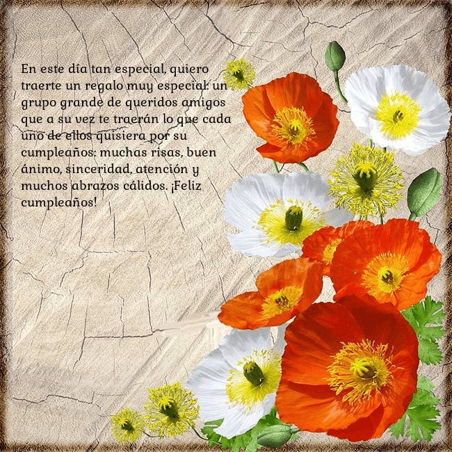 Tarjeta de cumpleaños con amapolas En este día tan especial, quiero traerte un regalo Tarjeta de cumpleaños con amapolas