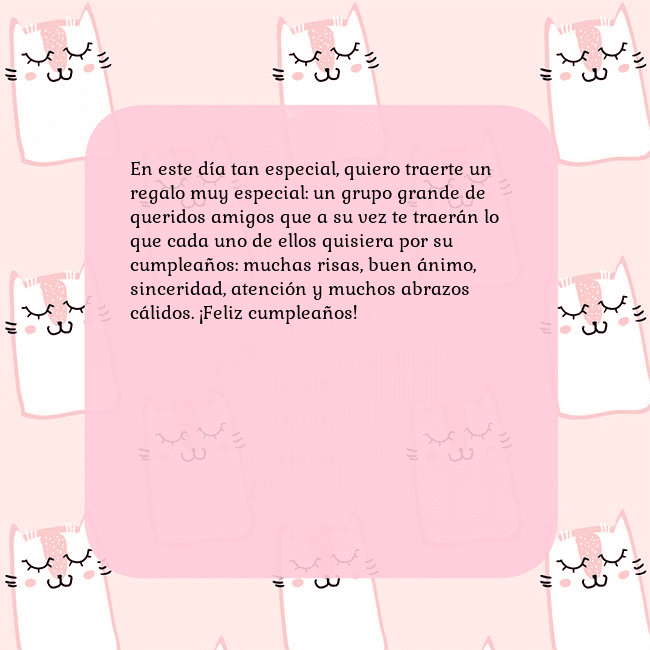 Tarjeta de cumpleaños rosa con gatos divertidos