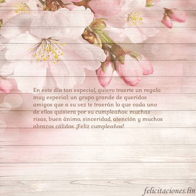 Tarjeta de cumpleaños con flores de manzana En este día tan especial, quiero traerte un regalo Tarjeta de cumpleaños con flores de manzana