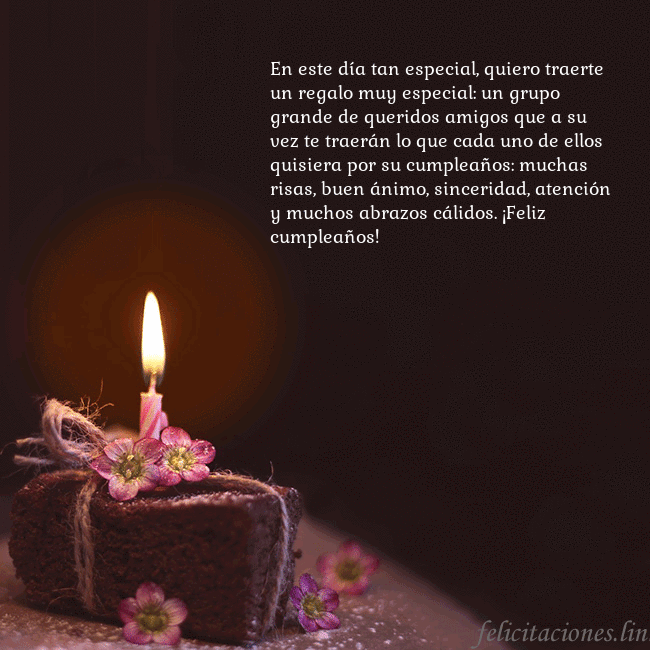 Postal animada: un pastel con una vela encendida En este día tan especial, quiero traerte un regalo Postal animada: un pastel con una vela encendida