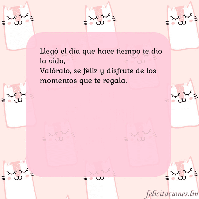 Tarjeta de cumpleaños rosa con gatos divertidos Llegó el día que hace tiempo te dio la vida,
Való Tarjeta de cumpleaños rosa con gatos divertidos