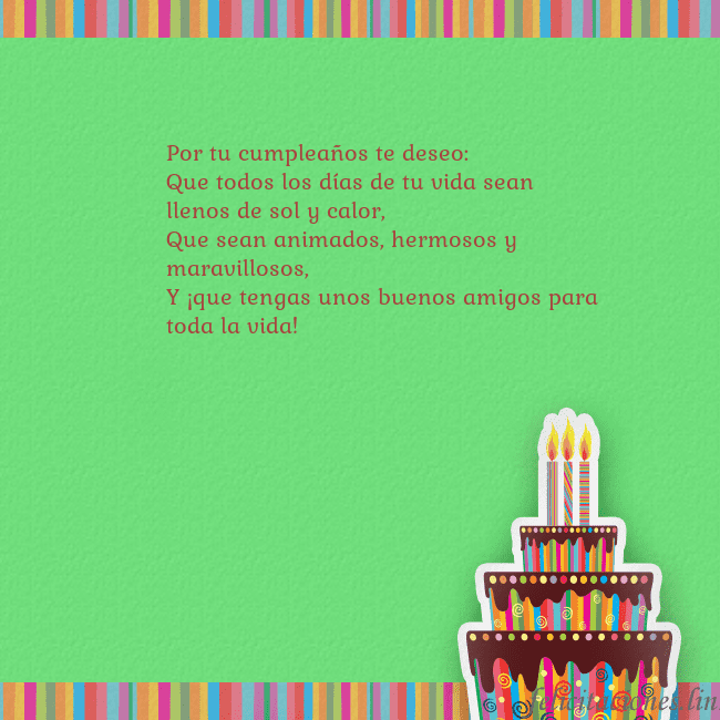 Tarjetas de cumpleaños verde con pastel y vela Por tu cumpleaños te deseo:
Que todos los días de Tarjetas de cumpleaños verde con pastel y vela