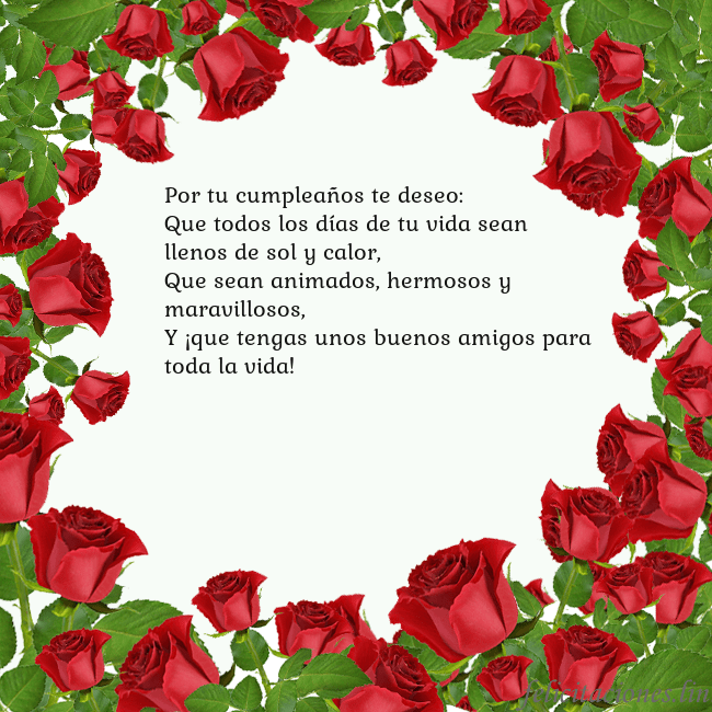 Tarjeta con con muchas rosas Por tu cumpleaños te deseo:
Que todos los días de Tarjeta con con muchas rosas