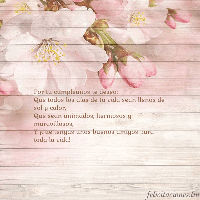 Tarjeta de cumpleaños con flores de manzana Por tu cumpleaños te deseo:
Que todos los días de Tarjeta de cumpleaños con flores de manzana